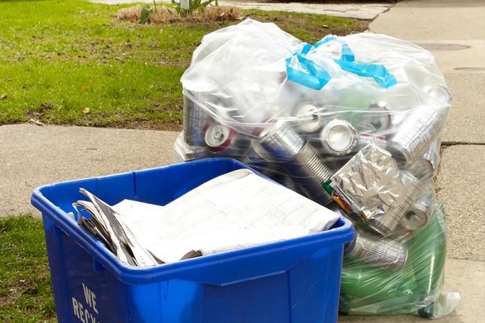 Clear and Blue Recycling Bags Hefty